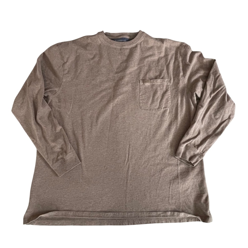 Pendleton Mens XL Long Sleeve Pocket T-Shirt Heather Brown Cotton Crew Neck Tee
